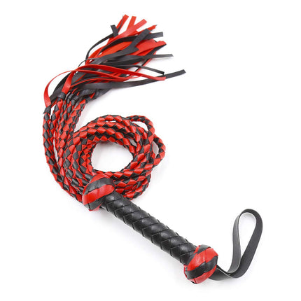 Rapidly Whip Leather Riding Crop 8 Black Red Braided Tassel Whip Flogger Fetish BDSM Sex Toy Props for Stage Performances