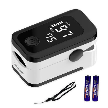 Berrcom Pulse Oximeter Blood Oxygen Saturation Monitor Finger High Accuracy Sats Monitor for Children, Adults with Batteries and Lanyard