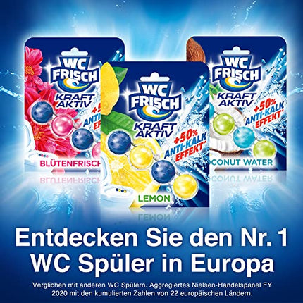 WC Fresh Power Active Fragrance Rinse Lemon (10-pack), toilet cleaner ensures cleaning with every flush, fragrance stones for long-lasting fresh toilet fragrance