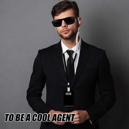 CVDYWDJIE 1 piece sunglasses, 1 piece walkie-talkie accessory, 1 piece lanyard card holder, 1 piece tie, 6 pieces artificial beard, agent costume accessories, role-playing accessories