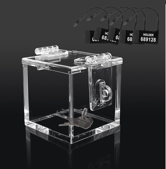 MFMYEE BDSM Chastity Cage Key Safe, Transparent Chastity Keychain, Chastity Game Acrylic Box, Multifunctional New Sexy Toys, Anti-Cheating Lock (Transparent)