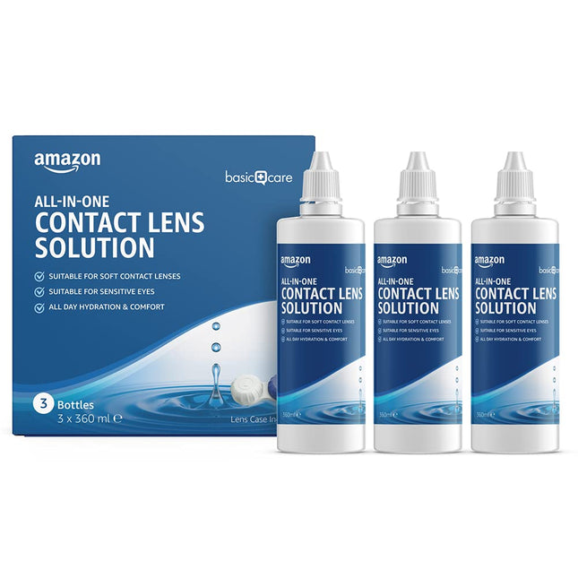 Amazon Basic Care All-In-One Soft Contact Lens Solution, 360ml, 3-Pack