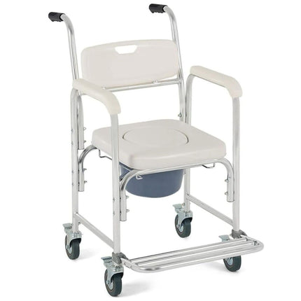 OrtoPrime Commode Chair with Wheels – 3 in 1 – Commode Chair for Seniors – Folding Commode Chair – Shower Commode Chair – Height-Adjustable Toilet Chair – Mobile Commode Chair
