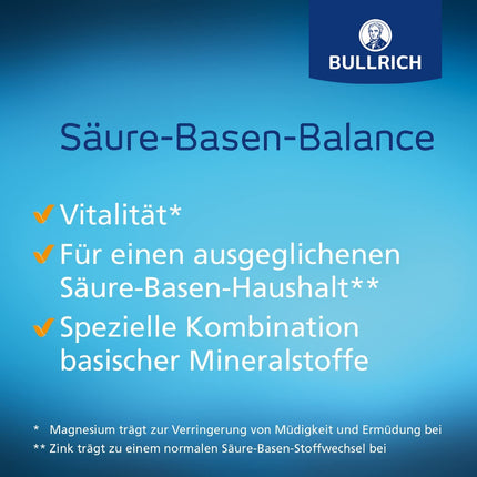 Bullrich Acid-Base Balance Base Tablets | With zinc for a balanced acid-base balance | Vegan | Includes carry-on tube | 180 tablets (1 pack)