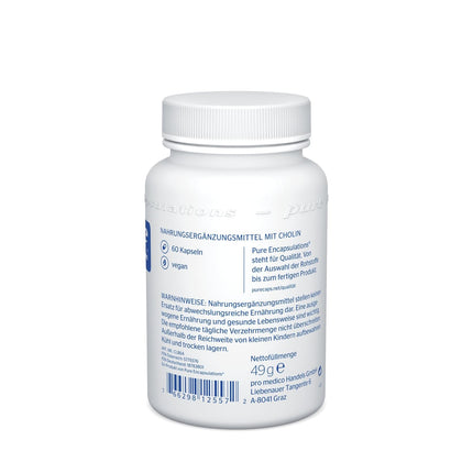 Pure Encapsulations Choline - For Liver Function &amp; Fat Metabolism - 60 Vegan Capsules