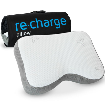 Re-Charge Intense Neck Pillow | Orthopedic Cervical Spine Side Sleeper Pillow | Ergonomic Memory Foam with Bamboo Activated Charcoal, Innovative Technology for Deeper Sleep, Recovery Pillow 50x30x12