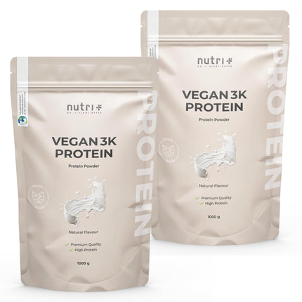Nutri + Vegan Protein Powder Neutral without sweeteners + sugar with 85% protein - Vegan Protein Powder 1 kg unsweetened - Natural Protein Powder