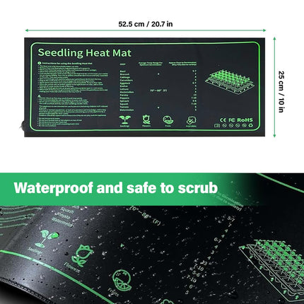Lotvic Plant Heating Mat, Indoor Greenhouse Heat Mat 52x25 cm, Heat Mat for Seedling Germination, IP67 Waterproof Heating Pad Fast Heating for Cultivation Greenhouse or Growbox