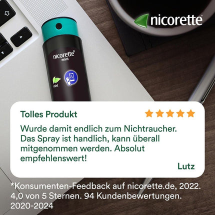 NICORETTE spray with minty fruit flavor – Quit smoking with nicotine spray – 1 spray replaces up to 150 cigarettes – for smoking cessation – 3 x 2 pcs.