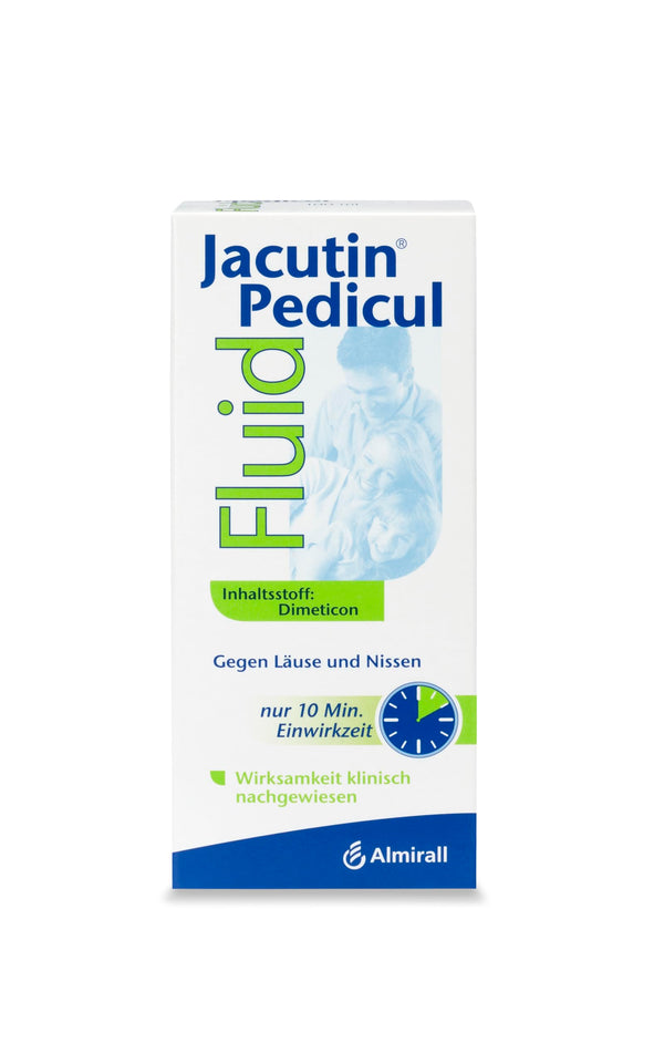 Jacutin Pedicul Fluid, effective treatment for head lice, the 10-minute solution against head lice, larvae, and nits, suitable for all ages, 100 ml