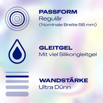 Durex Hautnah Extra Moist Condoms – Ultra thin, with an anatomical easy-on shape &amp; moistened with plenty of silicone lubricant – 16-pack (2 x 8 condoms)