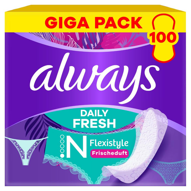 Always Daily Fresh Slim Flexistyle panty liners 100 pieces, with fresh scent, ultra-thin and suitable for all panty shapes