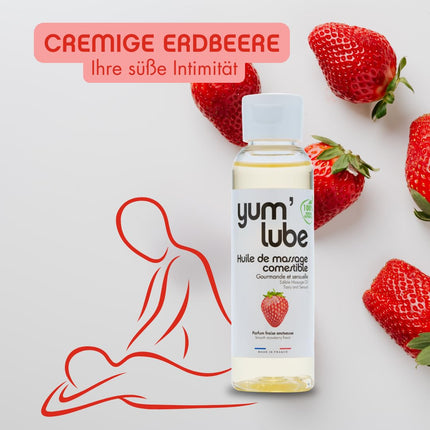 Yum'Lube | Sex &amp; erotic massage oil for massage &amp; intimate | Body oil with strawberry | Massage oil intimate suitable as sex oil | Massage oil for intimate areas &amp; massage oil sex intimate area