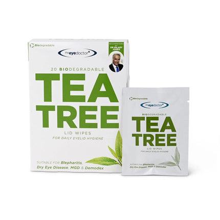 The Eye Doctor Tea Tree Eyelid Wipes - 40x Disposable Eye Wipes - Suitable for Sensitive Eyes, Dry Eyes, Blepharitis, MGD &amp; Demodex - Eco-Friendly, Biodegradable