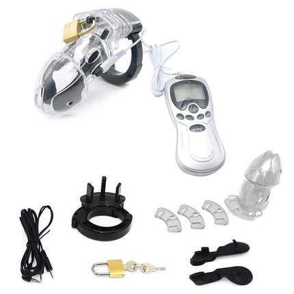BDSMYEE Penis Cage with Electric Shock, Chastity Cage Male, Sex Toy for Men Extreme, Estim for Man, Chastity Cage Men Extreme Cock Cage Chastity Belt for Men (Transparent)