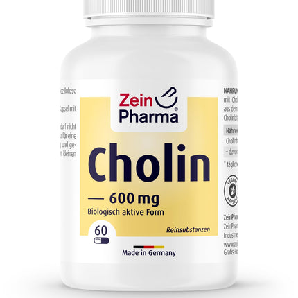 ZeinPharma Choline 600mg, 60 capsules (monthly supply) for normal fat metabolism, 52 g (1 pack)
