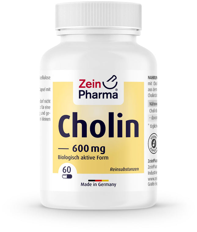 ZeinPharma Choline 600mg, 60 capsules (monthly supply) for normal fat metabolism, 52 g (1 pack)