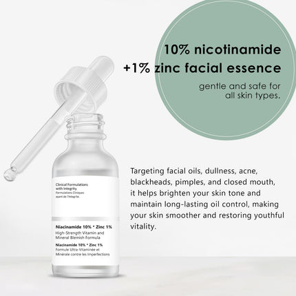 Niacinamide 10% + Zinc 1% 30ml, Serum Hyaluronic Serum Anti-Wrinkle Face Serum, Moisturizer Face Skin Care Serum, Hydrating Face Serum