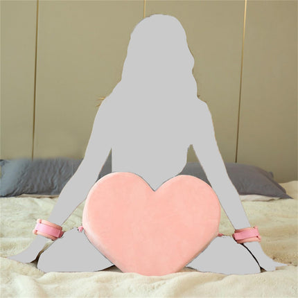Soarvlorfy Sex Heart Wedge Pillow Sex Furniture Lumbar Pillow with Handcuffs Bondage Multifunctional Sofa Bed Sex Pillow Adult Game for Couples Erotic Extreme Restraints Sex Toy, Pink