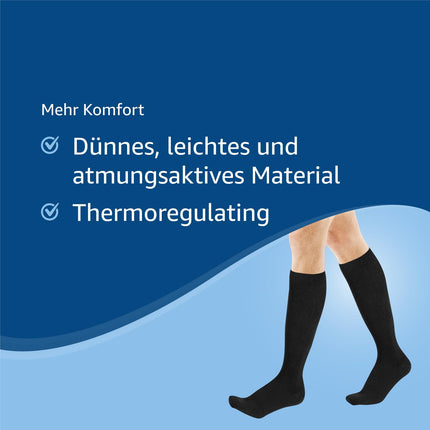 Amazon Basic Care Medical Compression Socks for Flight and Travel, Size 39-43, Black