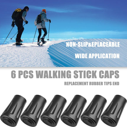 KINDOYO Rubber Walking Stick Caps - 6 Pieces Replacement Caps for Walking Sticks, Hiking, Trekking Poles