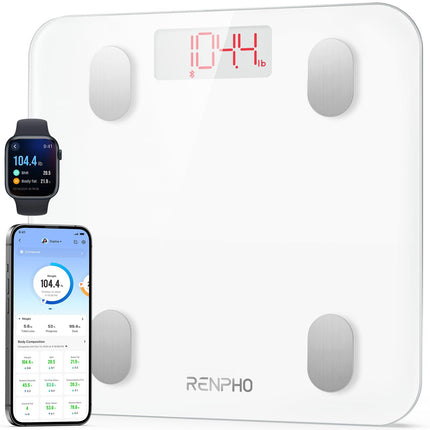 RENPHO Digital Bathroom Scale, Bluetooth Body Fat Scale with High-Precision Sensors, Smart Scale with Body Fat and Muscle Mass 180 kg/400 lbs