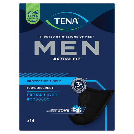 Tena Men Protective Shield Extra Light Incontinence Pads, 1 x 14 pieces