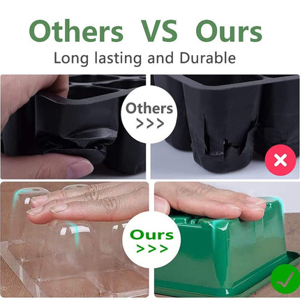 Indoor greenhouse growing box, 3 germination trays with lid, mini greenhouse growing set, seedling starter trays, greenhouse growing tray, with 2 gardening tools, 10 plant tabs green