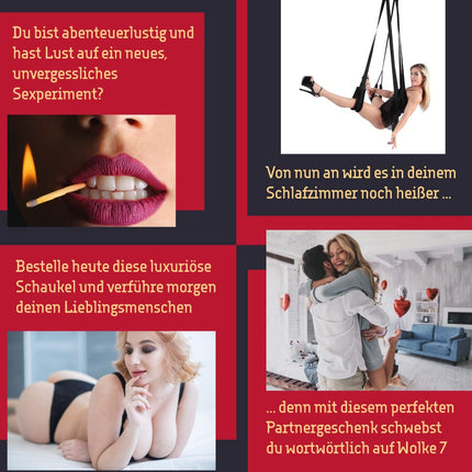 HOT DREAMS® 2-in-1 Love Swing for Door &amp; Ceiling – Deluxe Sex Swing for Couples up to 200 kg | Padded, Adjustable, Comfortable | Door Swing Sex | Erotic Swing for Adults (without Mount)