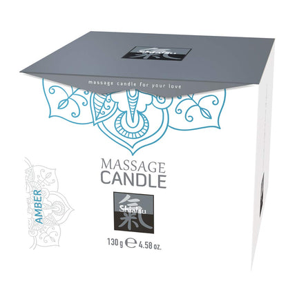 Shiatsu massage candle for partner massage with erotic scent of amber