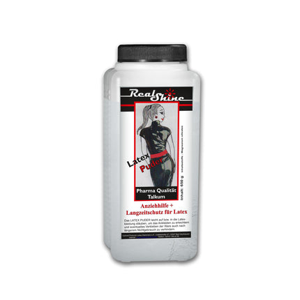 Optimal Products Latex Powder REALSHINE 650 g I white talcum powder suitable as a dressing aid for latex clothing, latex gloves and their storage I odorless pharmaceutical quality talc antistatic