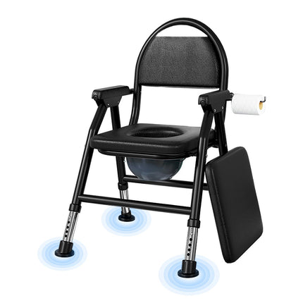 NJUN toilet chair for seniors, height-adjustable shower chair, foldable shower chair, toilet chair with padded seat and toilet bucket, stable and comfortable, load capacity 400 kg