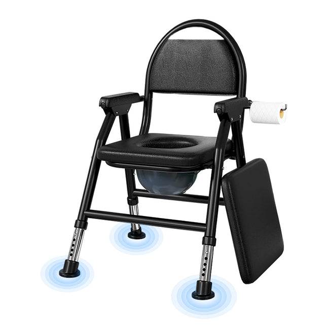 NJUN toilet chair for seniors, height-adjustable shower chair, foldable shower chair, toilet chair with padded seat and toilet bucket, stable and comfortable, load capacity 400 kg