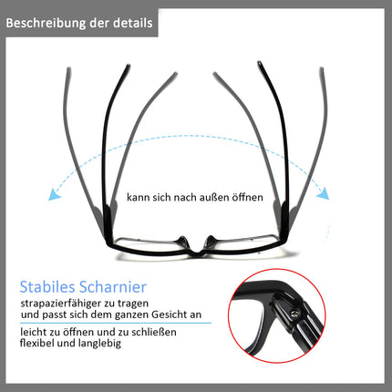 COJWIS Reading Glasses 6 Pack Men and Women Quality Spring Hinge Blue Light Filter Reader Glasses (6 Black, 2.00)