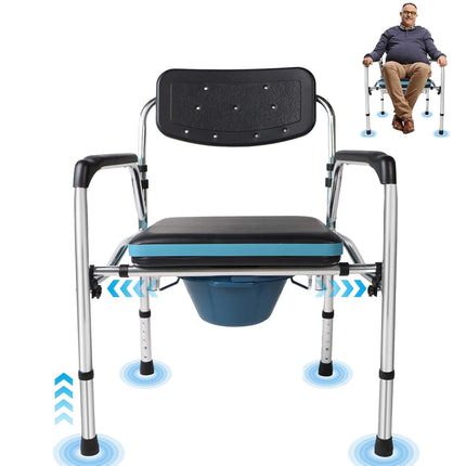 EOSPRIM Height-adjustable toilet chairs, raised toilet seat with armrests, mobile toilet chair for seniors, raised toilet seat for seniors, shower chair, shower chair seat with armrests (black)