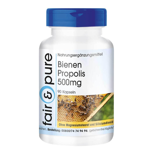 Fair &amp; Pure® - Bee Propolis Capsules 500mg - 90 Capsules - natural - rich in flavonoids and procyanidins - without magnesium stearate