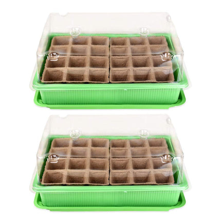 Schramm® 2 pieces cultivation set greenhouse cultivation tray pots indoor greenhouse 27 x 19 x 11 cm for 48 cultivation pots cultivation set mini greenhouse