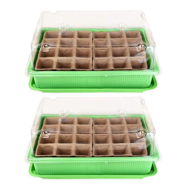 Schramm® 2 pieces cultivation set greenhouse cultivation tray pots indoor greenhouse 27 x 19 x 11 cm for 48 cultivation pots cultivation set mini greenhouse
