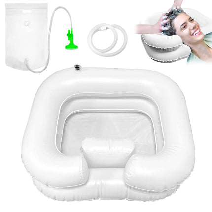 TZEKING Hair Wash Basin for Bedridden Patients, With Shower Head and Water Bag, Shampoo Basin with 1M Drain Hose, Hair Washing for Bedridden Patients, for Bedridden Pregnant Women Injured Postoperative Patients