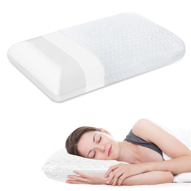 BDTFO Memory Foam Pillow - Standard Size Bed Pillow for Sleeping, Ventilated Cooling Hotel Pillow for Side Sleepers, Removable, Machine Washable Cover