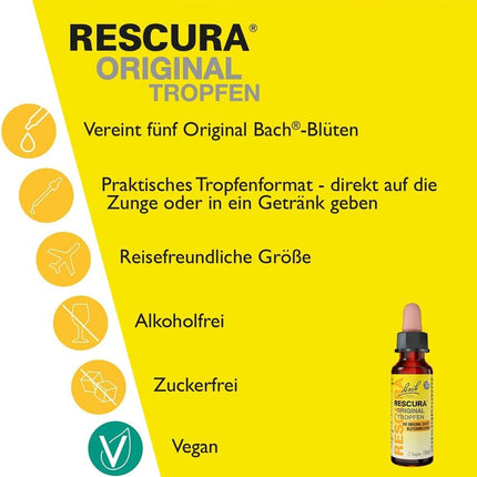 Original Bach RESCURA Drops alcohol-free: (formerly Rescue) Bach flower mixture, 20ml
