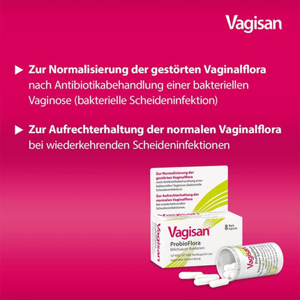 VAGISAN ProbioFlora Lactic Acid Bacteria Vaginal Capsules 8 pcs