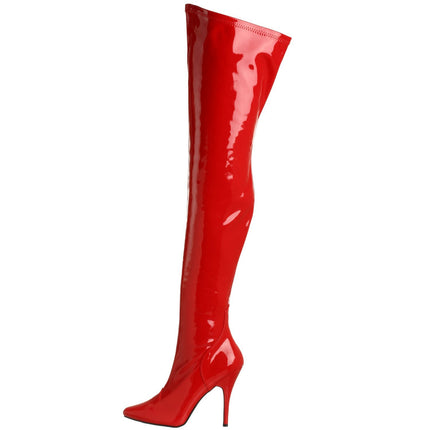 Higher heels PleaserUSA over-the-knee boots Seduce-3000 patent red size 39