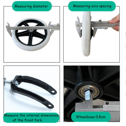 1 Pair of Wheelchair Wheels Front Small Wheels Wear-resistant Solid Tire 20 cm (8 inches), For Replacement of Wheelchair Walking Aid Gray