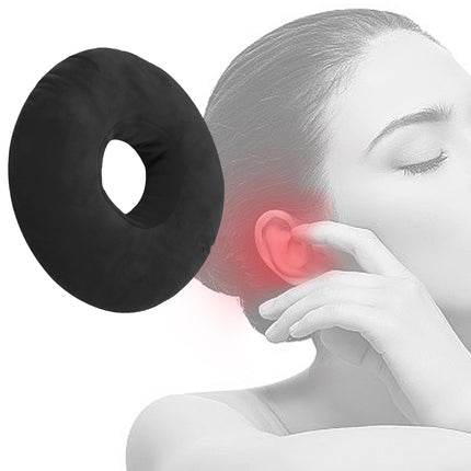 UKTYUAS Piercing Pillow with Hole, For Ear Against Earache, Donut Pillow, Ear Cushion, Sleeping Ring for Side Sleepers for Pain Relief, Pillow, Ear Cushion (Black)