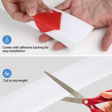 Compensation profile, self-adhesive transition profile, threshold transition rail, silicone door threshold ramp, threshold ramp, wheelchair ramp for door openings, bathrooms (C-White, 6.5 x 2.5 x 100 cm)