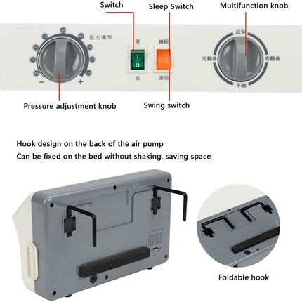 FOOJO Anti-Decubitus Mattress, Alternating Pressure Mattress with Lift and Left and Right Flip Design Function, Medical Air Mattress for the Prevention of Pressure Sores and Decubitus
