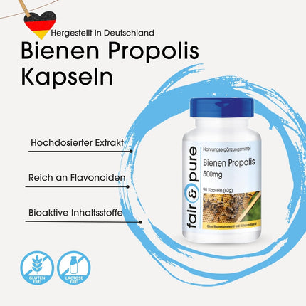 Fair &amp; Pure® - Bee Propolis Capsules 500mg - 90 Capsules - natural - rich in flavonoids and procyanidins - without magnesium stearate