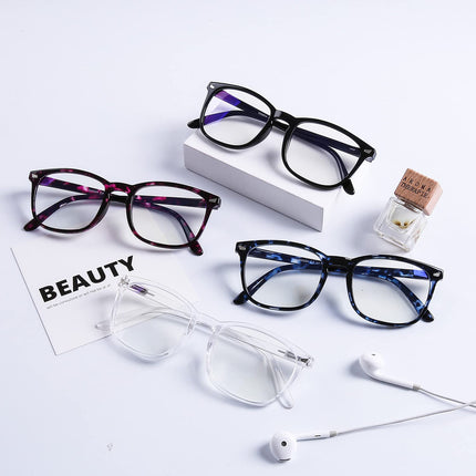 DOOViC Blue Light Filter Computer Glasses Transparent/Square Frame Large Computer Glasses Non-Prescription for Men/Women 0.0