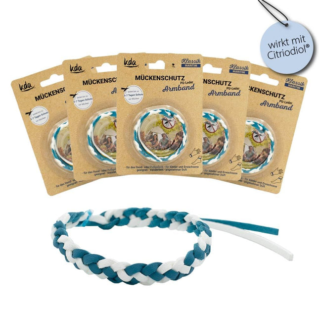 kda Stylish PU leather mosquito repellent bracelets Mosquito repellent bracelet in a value set - Classic and Dark Edition design - Adjustable size Camping holiday mosquito repellent Outdoor mosquitoes (maritime set of 5)